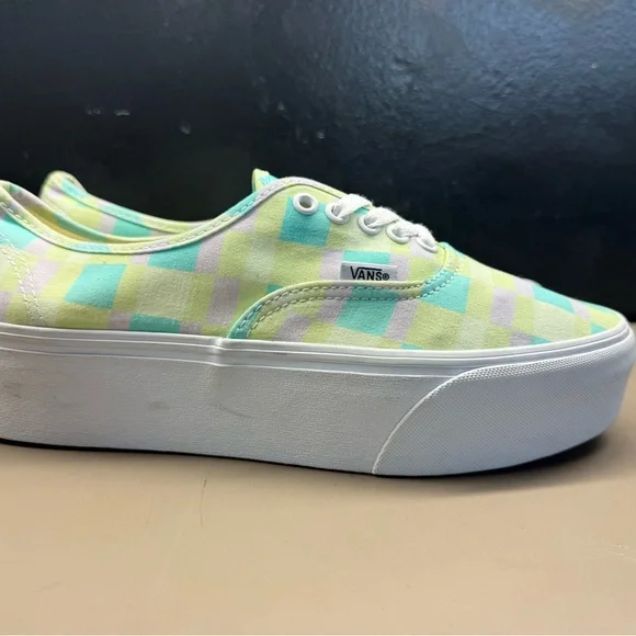 New WithoutBox Unisex VANS Stackform Platform Pastel Picnic Mixed Plaid Women 11 - Picture 1 of 9
